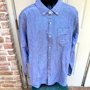 Gap, Long Sleeve, Oxford, Shirt, Gray, Size XXL